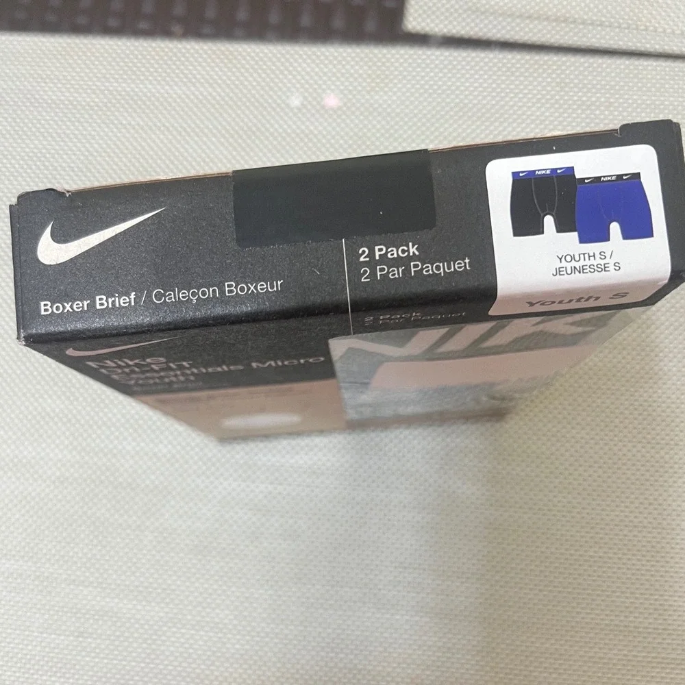 Nike Boxer Brief Youth S Black Blue New Dri-FIT Essentials Micro 2 Pack